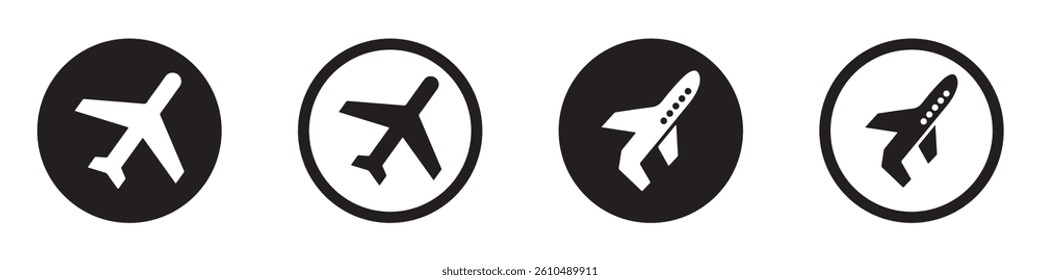 Plane vector icons. Flight transport vector symbols