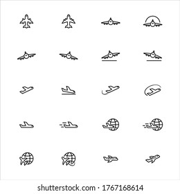 Plane Vektorsymbole auf weißem Hintergrund