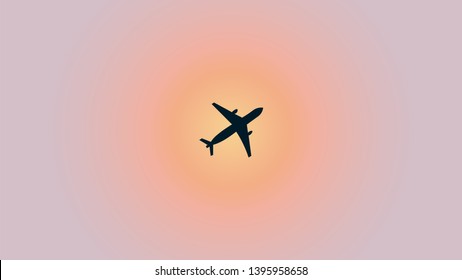  Plane vector illustration on the sunset background