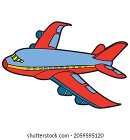plane vector illustration,isolated on white background,top view