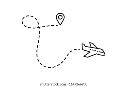Plane Vector Line Icon. Label Symbol for the Map, Aircraft. Editable stroke