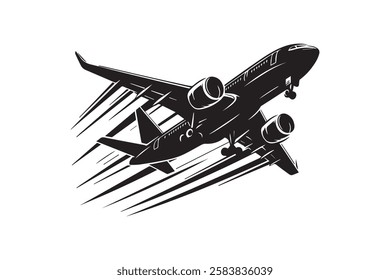 Plane Vector Silhouette – Aircraft Illustration, Aviation Icon, Jet Graphic Design