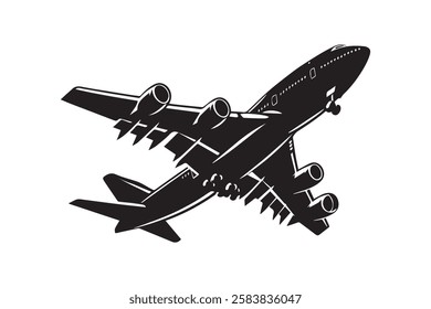 Plane Vector Silhouette – Aircraft Illustration, Aviation Icon, Jet Graphic Design