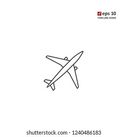 Plane - vector thin line icon on white background. Symbol for web, infographics, print design and mobile UX/UI kit. Vector illustration, EPS10.