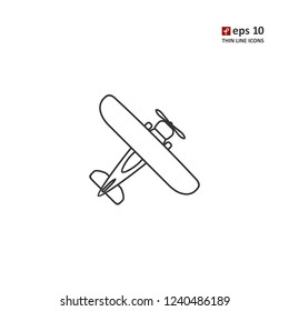 Plane - vector thin line icon on white background. Symbol for web, infographics, print design and mobile UX/UI kit. Vector illustration, EPS10.