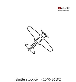 Plane - vector thin line icon on white background. Symbol for web, infographics, print design and mobile UX/UI kit. Vector illustration, EPS10.