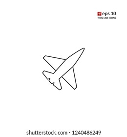 Plane - vector thin line icon on white background. Symbol for web, infographics, print design and mobile UX/UI kit. Vector illustration, EPS10.