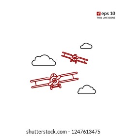 Plane - vector thin line icon on white background. Symbol for web, infographics, print design and mobile UX/UI kit. Vector illustration, EPS10.