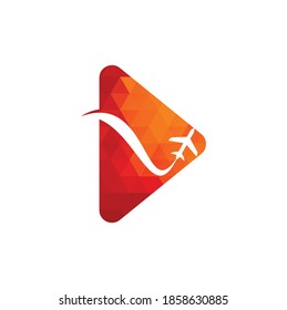 Plane Video Play Logo Template Design Vector