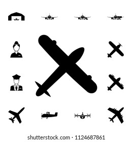 plane view from above icon. Detailed set of Airport icons. Premium quality graphic design sign. One of the collection icons for websites, web design, mobile app on white background