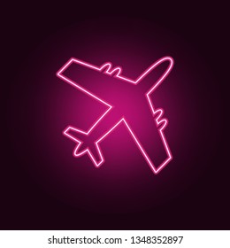 plane view from above icon. Elements of Airport in neon style icons. Simple icon for websites, web design, mobile app, info graphics