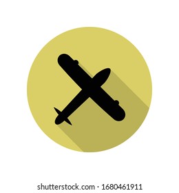 plane view from above long shadow icon. Simple glyph, flat vector of Airport icons for ui and ux, website or mobile application