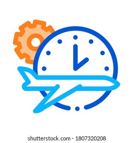 Plane Watch Gear Icon Vector. Outline Plane Watch Gear Sign. Isolated Contour Symbol Illustration