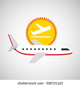 plane white sun symbol travel design, vector illustration  graphic 