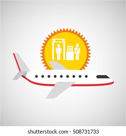 plane white sun symbol travel check baggage airport design, vector illustration  graphic 