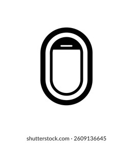 Plane Window Black Filled Icon - Round View Portal