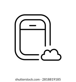 Plane window and cloud. Flight schedule sync, aerial cloud data. Pixel perfect, editable stroke vector icon