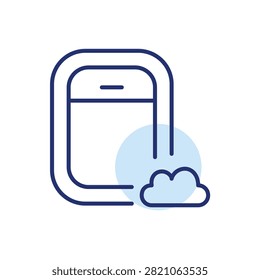 Plane window and cloud. Flight schedule sync, aerial cloud data. Pixel perfect, editable stroke vector icon
