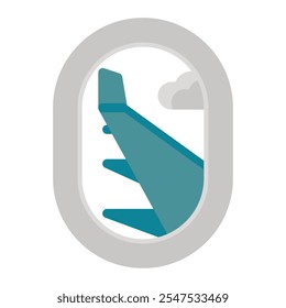 Plane Window icon in Flat Style. Color Fill