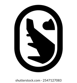Icono de ventana plana en estilo glifo. Relleno negro