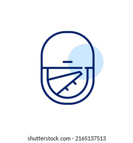 Plane window view with a wing. Pixel perfect, editable stroke line art flight icon