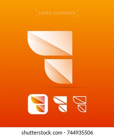 Plane wing logo template. Vector abstract material design, flat and line style. Application icon