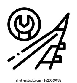 Plane Wing Wrench Icon Vector. Outline Plane Wing Wrench Sign. Isolated Contour Symbol Illustration