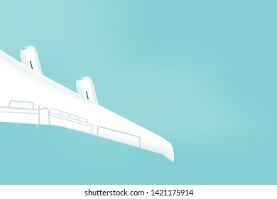 Plane wings on a blue background. vector