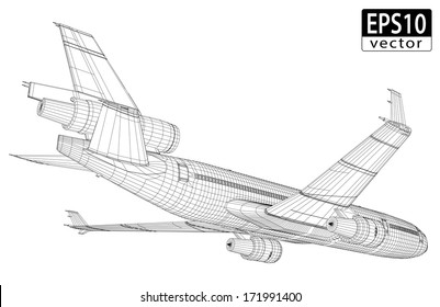 Plane Wireframe | EPS10 Vector