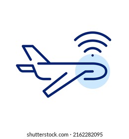 Plane with wireless connection. Pixel perfect, editable stroke line icon