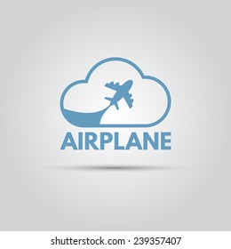 plane within the cloud vector logo for travel company