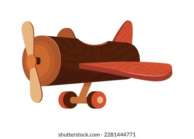 plane wooden toy icon isolated