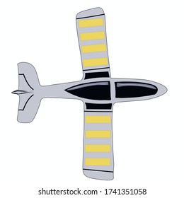 plane with yellow stripes on a white background