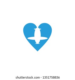 plane your heart vector logo