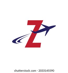 Plane with Z initial letter Travel logo vector template