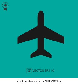 Plane/airplane vector icon EPS 10. Simple isolated silhouette symbol.