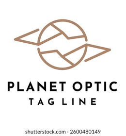 Planen Optic Logo Icon. eye Illustration. Planet Icon