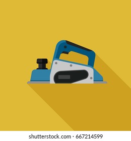 PLaner flat icon with long shadow. Vector illustration of electric tool.