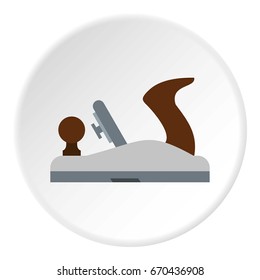 Planer on wood icon in flat circle isolated vector illustration for web