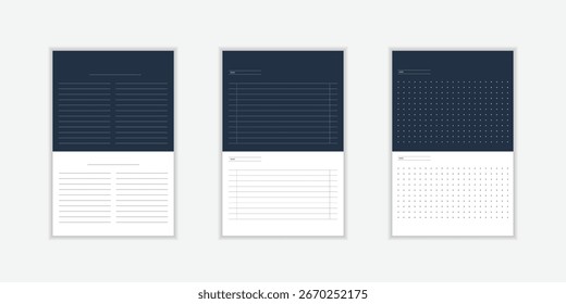 Planer-Seite mit gepunkteter Gittersammlung für Buch. Nahtlose Schachbrettmuster und Linienpapiertextur. Notizbuchhintergrund für Retro-Aufzählungszeichen. Einfaches Punktdiagrammmuster. 