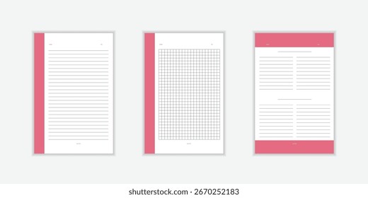 Página de cepilladora con colección de cuadrícula punteada para libro. Textura de papel a cuadros y línea sin costuras. Fondo de cuaderno de diario de bala retro. Patrón de gráfico de puntos simple. 