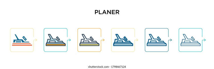 Planer vector icon in 6 different modern styles. Black, two colored planer icons designed in filled, outline, line and stroke style. Vector illustration can be used for web, mobile, ui