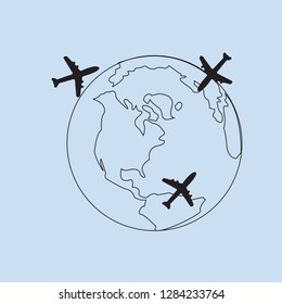 Planes around the planet
Vector graphics
Flight illusion