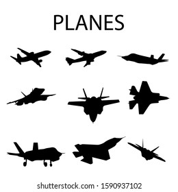 Planes black shapes vector graphic silhouette