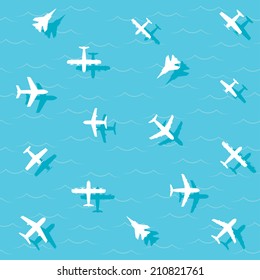 planes fly over the sea. vector. eps10