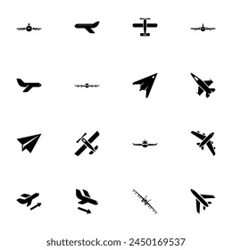 Planes icon - Expand to any size - Change to any colour. Perfect Flat Vector Contains such Icons as aircraft, airplane, arrival, transport, destroyer, exterminator, fighter, flight, transportation