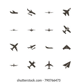 Planes icons. Perfect black pictogram on white background. Flat simple vector icon.
