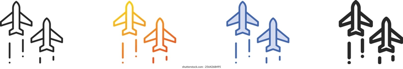 planes icon.Thin Linear, Gradient, Blue Stroke and bold Style Design Isolated On White Background