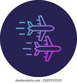 Planes Line Gradient Icon Design