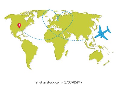 Planes. line of the plane. Airplane flight path with dash line and dash line trace. Vector Illustration 